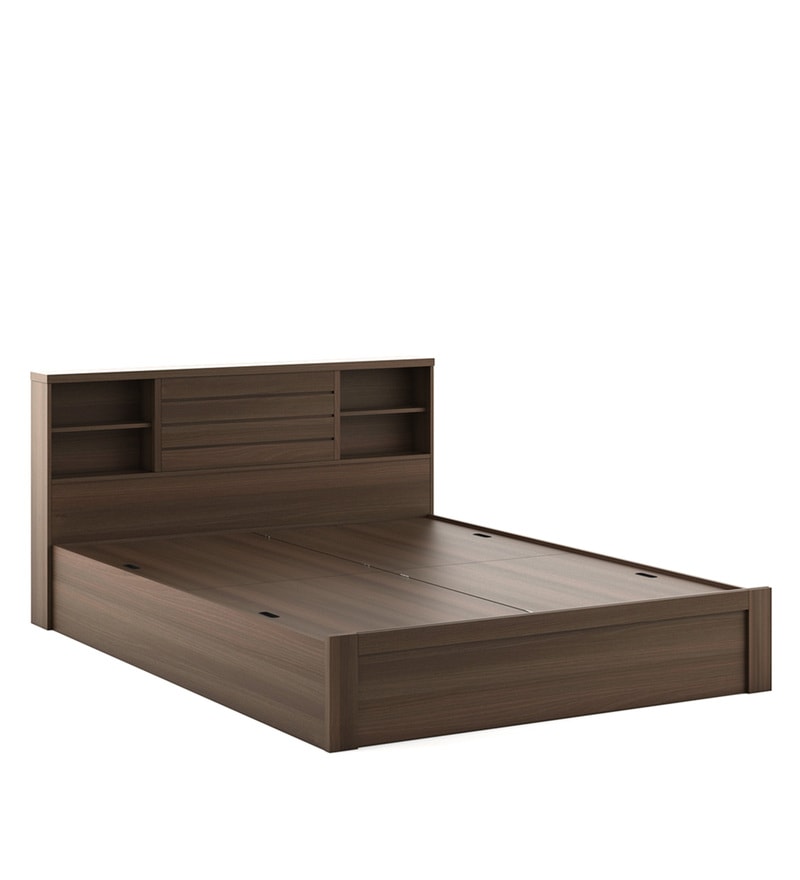 Kimi King Size Bed With Box Storage In Moldau Akazia Brown Colour